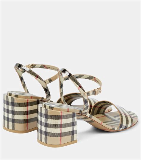 Shop Burberry Cornwall Check Leather Sandals 